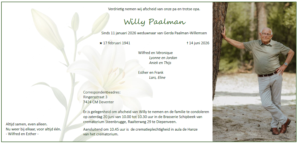 In Memoriam - Willy Paalman